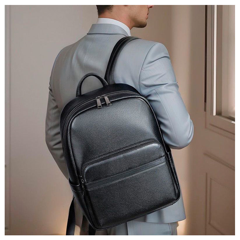 Mochila masculina de couro para notebook Nero